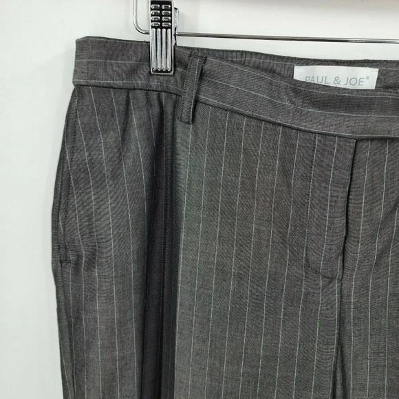 Paul & Joe Women's Wool Blend Striped Straight Leg Trouser Pants Gray Size 40 - Picture 3 of 11